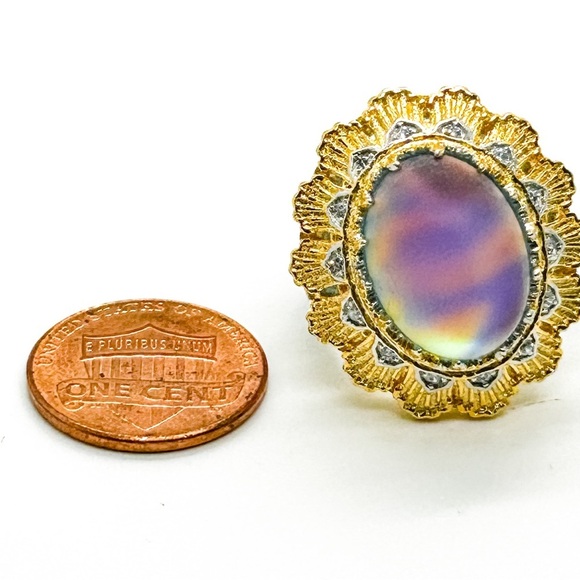 NWOT Gorgeous large cocktail ring with blue stone adjustable size - Picture 7 of 15